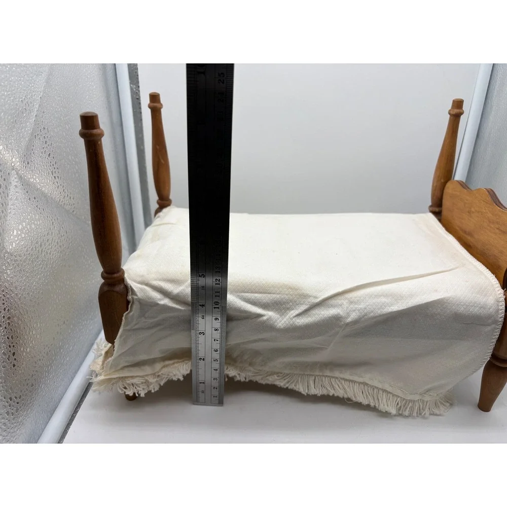 Vtg Hall's Lifetime Toys Wooden Dollhouse Bedroom Set Bed Dresser Table chair